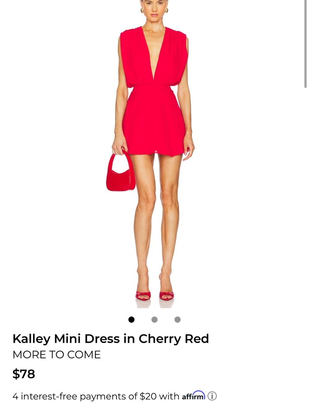 Kalley Plunging V-Neck Mini Dress in Cherry Red